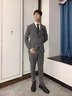 皮爾卡丹（pierre cardin）高端西服套裝男士西裝外套修身新郎大碼結婚禮服商務(wù)休閑正裝 深灰色兩?？蹎巍緝杉?黑襯衫】 XL 建議(118-130斤) 曬單實(shí)拍圖