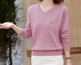 俞兆林媽媽秋裝洋氣V領(lǐng)針織衫長(cháng)袖薄毛衣中老年女裝上衣打底衫 Y53Z139 曬單實(shí)拍圖