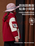 ASK JUNIOR女童外套棉服春連帽夾棉兒童棉衣棉襖硬殼工裝服 酒紅色 150 曬單實(shí)拍圖