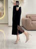 ROMON黑色蕾絲拼接魚(yú)尾裙半身裙女春秋新款高腰包臀裙中長(cháng)款百搭一步裙 黑色 M 2尺 27碼 曬單實(shí)拍圖