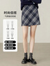 尚都比拉英倫風(fēng)氣質(zhì)半身裙女冬季含棉厚款保暖A字裙小個(gè)子中腰格紋短裙 曬單實(shí)拍圖