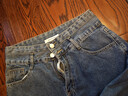 真維斯（Jeanswest）牛仔褲女夏季高腰顯瘦顯高設計感直筒拖地闊腿長(cháng)褲子女深藍色L 曬單實(shí)拍圖