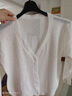冰絲鏤空五分袖針織開(kāi)衫女夏季新款洋氣外搭配裙子薄款坎肩小披肩 白色 M 建議96-105斤 曬單實(shí)拍圖