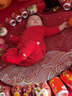 貝瑞加（Babyprints）嬰兒連體衣新年紅色衣服寶寶純棉百天爬服春節過(guò)年哈衣 有魚(yú)66 曬單實(shí)拍圖