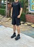 安踏（ANTA） 兩件套 運動(dòng)套裝男夏季新款冰絲速干透氣運動(dòng)服父親節爸爸套裝 【店內爆款-清涼冰絲】黑T+梭織五分褲 XL/180 曬單實(shí)拍圖