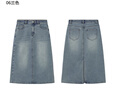 熱風(fēng)女士牛仔半身裙春秋新款基礎百搭高腰牛仔裙子顯瘦a字裙 06蘭色 XL 曬單實(shí)拍圖