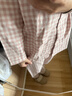 MUJI[自營(yíng)限定款]女士無(wú)側縫 雙層紗織睡衣  軟棉棉內衣 淺粉色格紋 L 曬單實(shí)拍圖