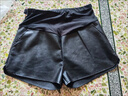 秋季孕婦皮短褲寬松休閑開(kāi)叉闊腿褲秋冬顯瘦百搭外穿a字pu皮褲子 黑色 M 曬單實(shí)拍圖