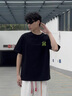 C.MATK純棉t恤男夏季新款短袖男女情侶款休閑運動(dòng)潮流寬松半袖打底衫男 活性黑 XL 曬單實(shí)拍圖