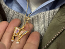 周大生黃金項鏈吊墜足金閃光蝴蝶小花仙莫奈琺瑯送38婦女節禮物 常規版 曬單實(shí)拍圖
