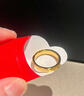 中國黃金（CHINA GOLD）黃金戒指男女光面鉆紋足金素圈指環(huán)情侶節日生日禮物送老婆愛(ài)人 圈號14 約2.1g【單個(gè)】 曬單實(shí)拍圖