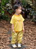 嘟嘟家兒童夏季套裝寬松男童短袖T恤上衣卡通女童夏裝休閑褲寶寶兩件套 奶黃色 100 曬單實(shí)拍圖