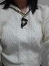 朵以2026春季新款學(xué)院風(fēng)溫柔文藝牛角扣撞色翻領(lǐng)菱格毛衣針織衫 香草白 M 曬單實(shí)拍圖