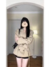 COMIC SOUL韓版感風(fēng)衣外套女2026春秋新款英倫風(fēng)小個(gè)子收腰氣質(zhì)短款大衣 卡其色 XS 105斤以?xún)?曬單實(shí)拍圖