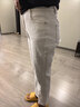 百圖betu女裝春夏新款牛仔褲高腰煙管九分褲牛仔直筒褲女2302T60 白色 L 曬單實(shí)拍圖