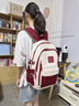 361°書(shū)包女初高中生大容量雙肩包高顏值休閑簡(jiǎn)約減負大學(xué)生女生背包 白配紅 無(wú)掛件 曬單實(shí)拍圖