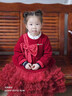 迪士尼寶寶公主裙紅色加厚保暖女孩拜年服連衣裙女童蓬蓬裙子兒童過(guò)年服 曬單實(shí)拍圖