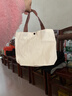 帆布收納包純色手提包女士學(xué)生上班上學(xué)手拎便當飯盒收納帆布袋 白色 曬單實(shí)拍圖