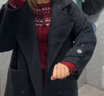 UR冬季新款女裝高智感簡(jiǎn)約雙排扣大衣呢料外套UWM150110 黑色 M 曬單實(shí)拍圖