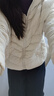 鴨鴨（YAYA）佟麗婭同款輕薄羽絨服女新款秋冬季休閑短款連帽輕便韓版排骨外套 米白色 3XL 曬單實(shí)拍圖