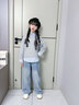 酷樂(lè )羊女童春裝牛仔褲2026新款兒童洋氣韓版女孩春秋蝴蝶結寬松休閑褲子 藍色 140 建議身高130cm 曬單實(shí)拍圖