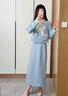 香影藍色小香風(fēng)套裝裙女2026春季新款千金感赫本風(fēng)法式裙子兩件套 藍色 XL 曬單實(shí)拍圖