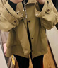 ELLE卡其色立領(lǐng)廓形短外套女2026春季新款高級感時(shí)髦休閑獨特上衣 卡其 S 曬單實(shí)拍圖