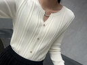 歌力思（ELLASSAY）2026春季新款法式鏤空鉆飾坑條肌理百搭修身針織衫女EWB371M02800 曬單實(shí)拍圖