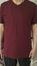 恒源祥短袖T恤男士休閑V領(lǐng)純色夏季薄款含桑蠶絲透氣潮流體恤衫 深紅  曬單實(shí)拍圖