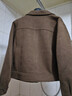 千柏年春新款時(shí)尚翻領(lǐng)短外套女毛呢工裝夾克美拉德高級質(zhì)感上衣 咖色 M 曬單實(shí)拍圖