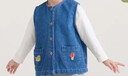 歐姆熊女童牛仔馬甲春秋季2025新款洋氣秋款女寶寶外穿兒童秋裝馬夾背心 牛仔藍 110 曬單實(shí)拍圖