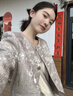鷺青一原創(chuàng  )【知夢(mèng)】小香外套女設計感春秋國風(fēng)提花新中式短款上衣 米灰色 S （拍照穿） 曬單實(shí)拍圖