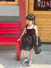班喜迪女童夏裝連衣裙洋氣兒童公主裙子周歲寶寶禮服夏季小童吊帶蓬蓬裙 黑色 110 曬單實(shí)拍圖