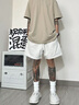 美式vibe高街純色簡(jiǎn)約運動(dòng)短褲男夏季ins潮牌直筒休閑抽繩五分褲 純短褲 黑色 L 95-110斤 曬單實(shí)拍圖