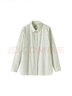 MUJI 女式 水洗平紋襯衫領(lǐng)長(cháng)袖襯衫女士襯衣女裝女款26年春季BC2O4C6S 淺綠色條紋 S （155/80A） 曬單實(shí)拍圖