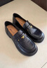 百麗（Belle）元寶樂(lè )福鞋女鞋2026春季新款商場(chǎng)同款羊皮黑色小皮鞋E9L1DAA6 黑色 36 (230mm) 曬單實(shí)拍圖