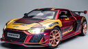赟婭1：24奧迪R8仿真汽車(chē)合金車(chē)模超級跑車(chē)玩具收藏送男生日節日禮物 奧迪R8 合金車(chē)模 【鋼鐵俠拼色】 曬單實(shí)拍圖