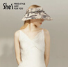 She's茜子植物印花撞色織帶遮陽(yáng)帽大檐空頂帽子戶(hù)外出游防曬帽太陽(yáng)帽女 白色 乳H0 M(56-58cm) 曬單實(shí)拍圖