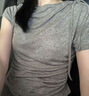 UR夏季新款女裝潮流格雷系褶皺收腰系帶短袖T恤UWJ450077 花灰 L 曬單實(shí)拍圖