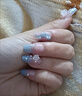 穿戴甲立體極光山茶花珍珠美甲淡藍色閃粉冰透顯白假指甲貼成品 XS 曬單實(shí)拍圖