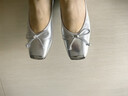 百思圖24秋時(shí)尚蝴蝶結方頭淺口女單鞋A4502CQ4 銀色 37 曬單實(shí)拍圖
