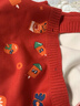 拉夏貝爾兒童針織開(kāi)衫秋裝2025新款女童紅色毛衣外套男孩秋冬上衣 加絨款 90 建議身高80-90cm 曬單實(shí)拍圖