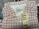 MUJI[自營(yíng)限定款]女士無(wú)側縫 雙層紗織睡衣  軟棉棉內衣 粉色格紋 XL 曬單實(shí)拍圖
