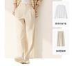 MUJI女式 木棉混燈芯絨 抽褶寬版褲褲子女款女裝25年冬季BE1XPA5A 象牙色 M （160/66A） 曬單實(shí)拍圖
