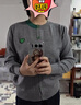 妃奧絨2024春秋季新款韓版拼色外套寬松打底長(cháng)袖毛針織衫開(kāi)衫上衣女 灰色 L 曬單實(shí)拍圖