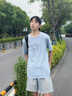 回力淺藍色短袖t恤男生夏季純棉透氣打底衫2026新款chic百搭男士半袖 冰川藍(h絲滑藍星) L /175(純棉透氣親膚) 曬單實(shí)拍圖