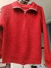 針織衫毛衣女翻領(lǐng)秋冬雙拉鏈感加厚針織開(kāi)衫外套女士純色上衣 紅色 2XL 曬單實(shí)拍圖