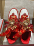 百麗香奈（BAILIXIANGNAI）AJ婚鞋女秀禾主婚紗兩穿不累腳新娘鞋本命年情侶板鞋紅色運動(dòng)鞋 喜上眉梢【送喜盒+花扣配飾】 38 曬單實(shí)拍圖