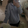 adidas復古風(fēng)針織休閑運動(dòng)立領(lǐng)夾克外套女秋季阿迪達斯官方三葉草 淡藍色/黑色（推薦選大一碼）   L 曬單實(shí)拍圖