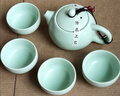 上策茶具套裝禮盒家用陶瓷定窯西施壺便攜旅行套組活動(dòng)送人禮品 西施壺茶具一壺四杯（青色） 5頭 曬單實(shí)拍圖